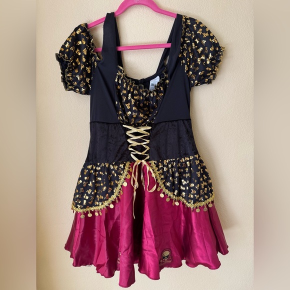 Pirate Beauty Halloween Costume Dress with Skulls and Jingly Coins Size XL - Picture 2 of 7